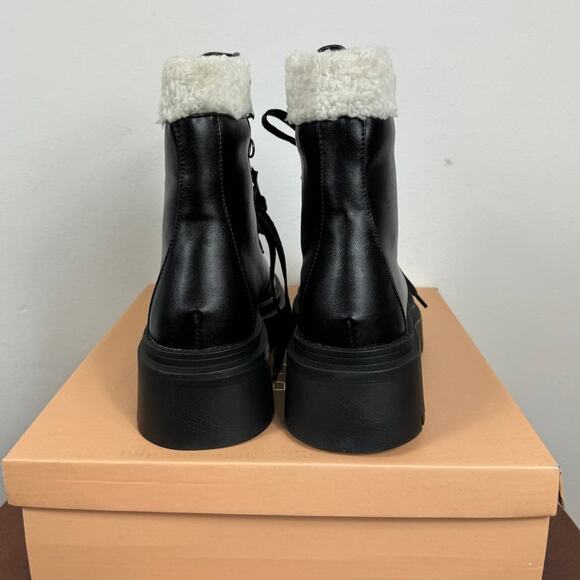 New Billini Ferria Combat Boot with Faux Shearling Trim in Black Women's Size 7 - Picture 6 of 8